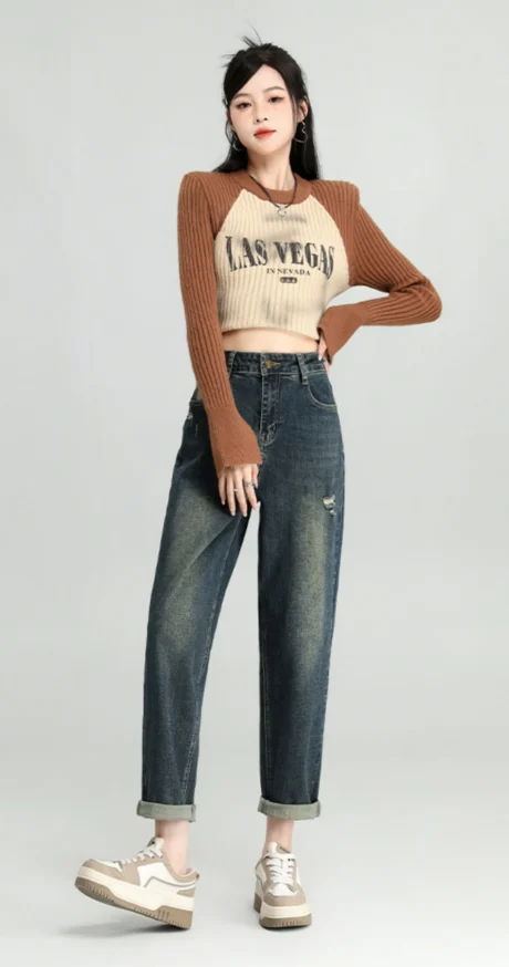 Water Washed Hole Jeans