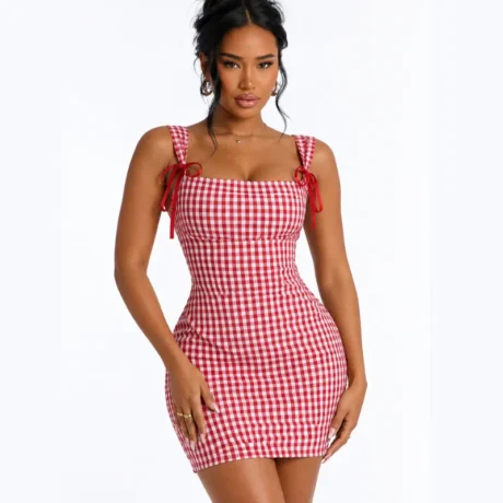 Fashionable Plaid Mini Slip Dress