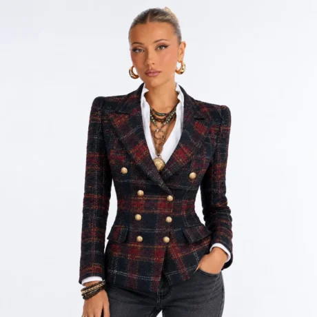 Elegant Slim-Fit Double-Breasted Wool Blazer