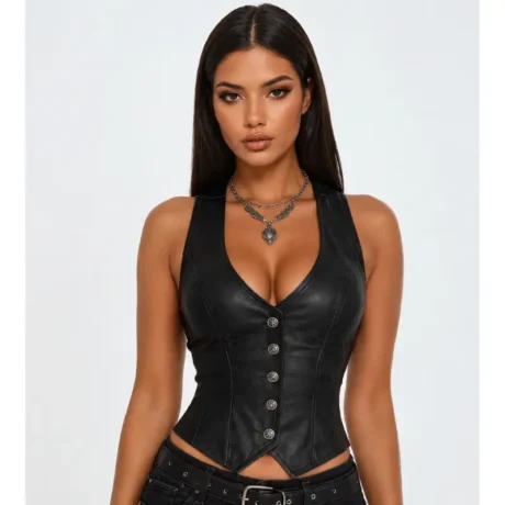 Buttoned Cropped Vest Top