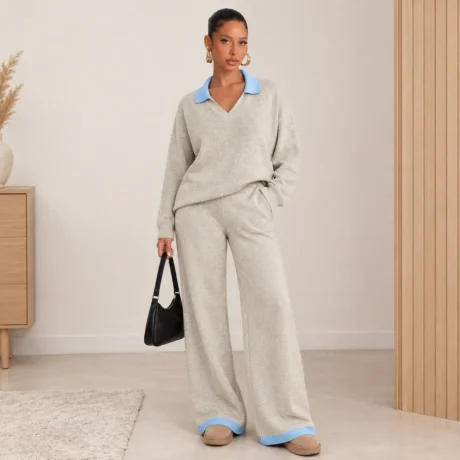 Casual Long-sleeve Sweater Knit Pants Set